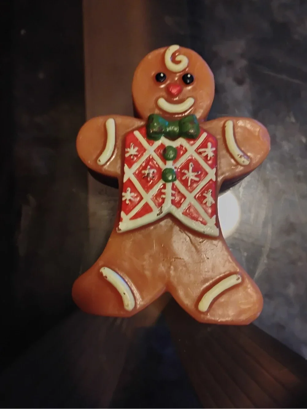 Vintage Gingerbread Man Decorative Figurine with Festive Vest